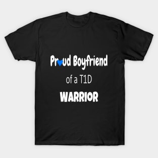 Proud Boyfriend White Text Blue Heart T-Shirt